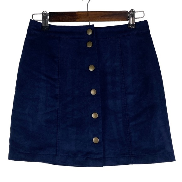 Old Navy Faux Suede Snap Front Soft Mini Skirt Women's 0 Navy Blue - Picture 1 of 5